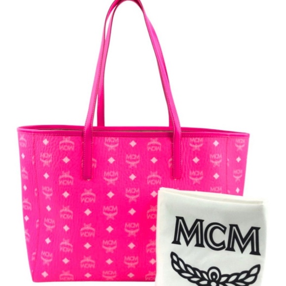 MCM Handbags - 💝🌟💝NWT MCM 💓Neon💓 Pink Visetos Coated Canvas Portuna Shopper Tote